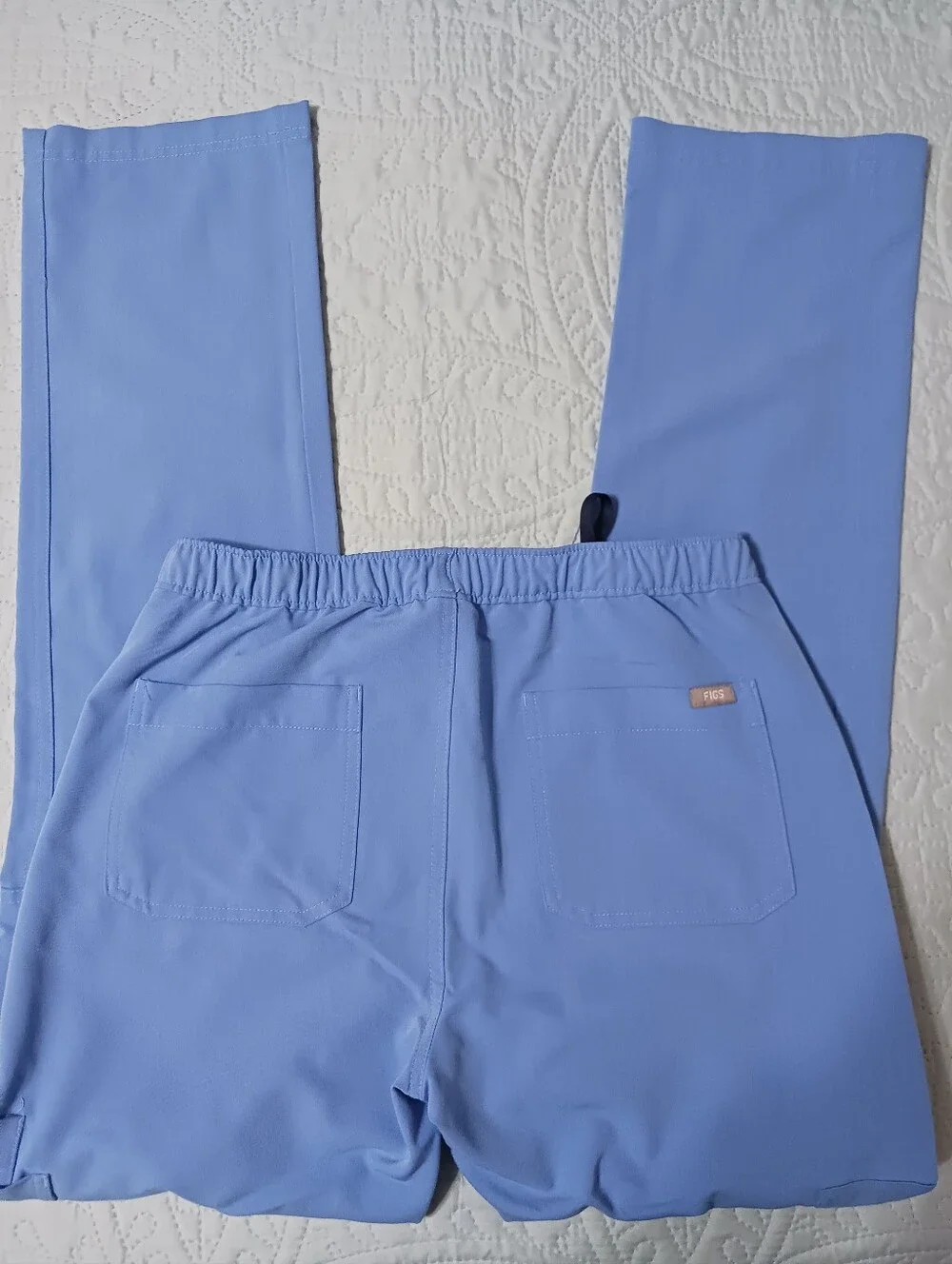 Figs XS Technical Collection Scrubs Pants Straight Leg Ceil Blue Cargo Pockets